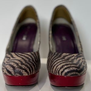 Tan Zebra Print and Red Heels - Jessica Simpson Pumps